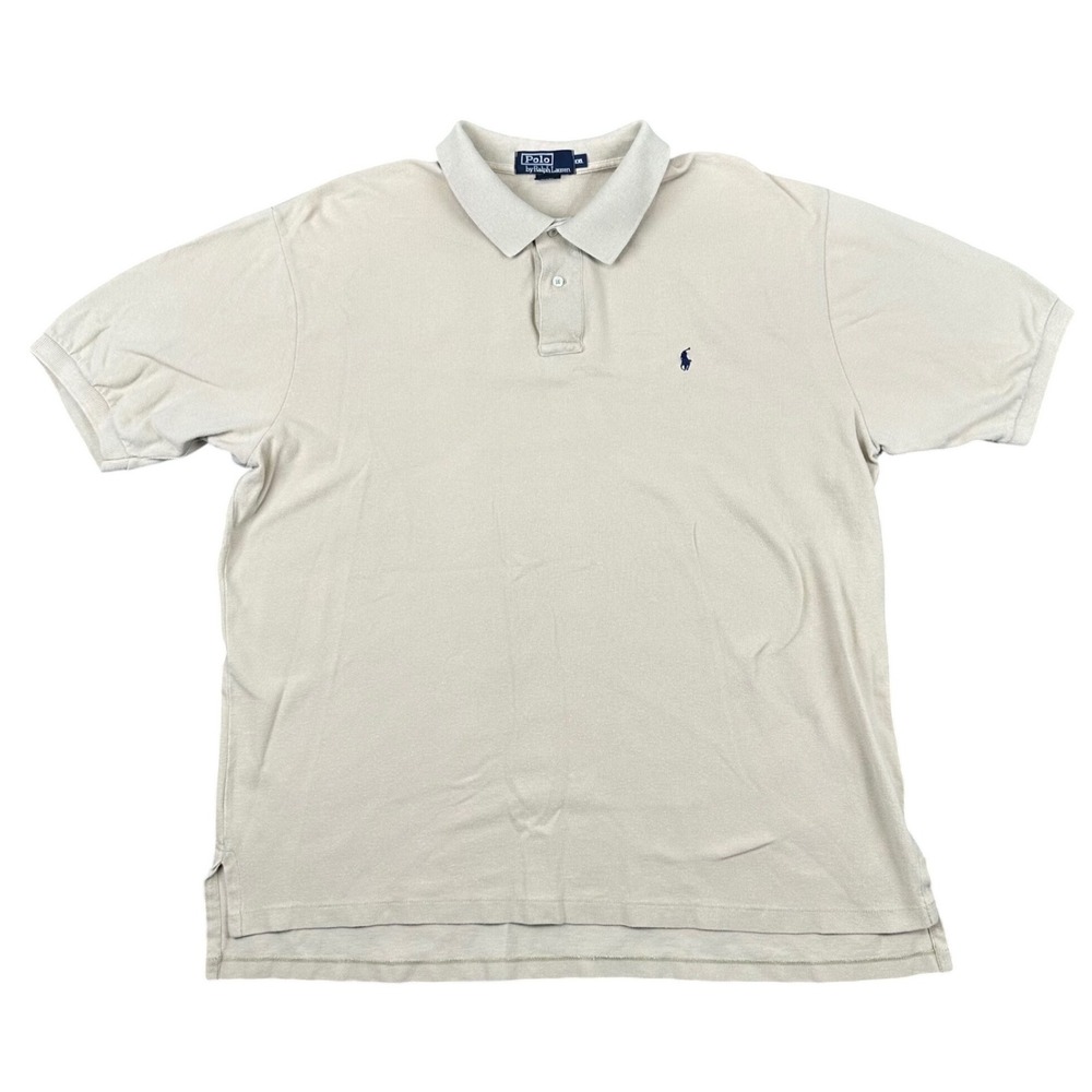 Polo Ralph Lauren Polo Shirt Mens XXL Tan Beige Short Sleeve 100% Cotton Pique